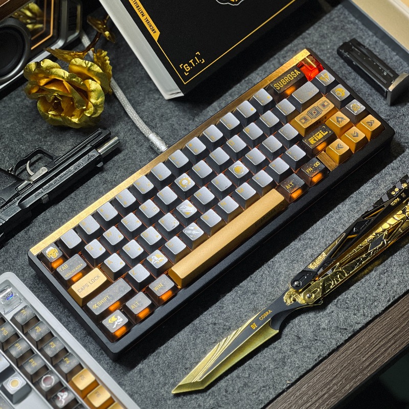 Gaming Set Accessories - Altın Gül Tema Klavye Tuşları Seti