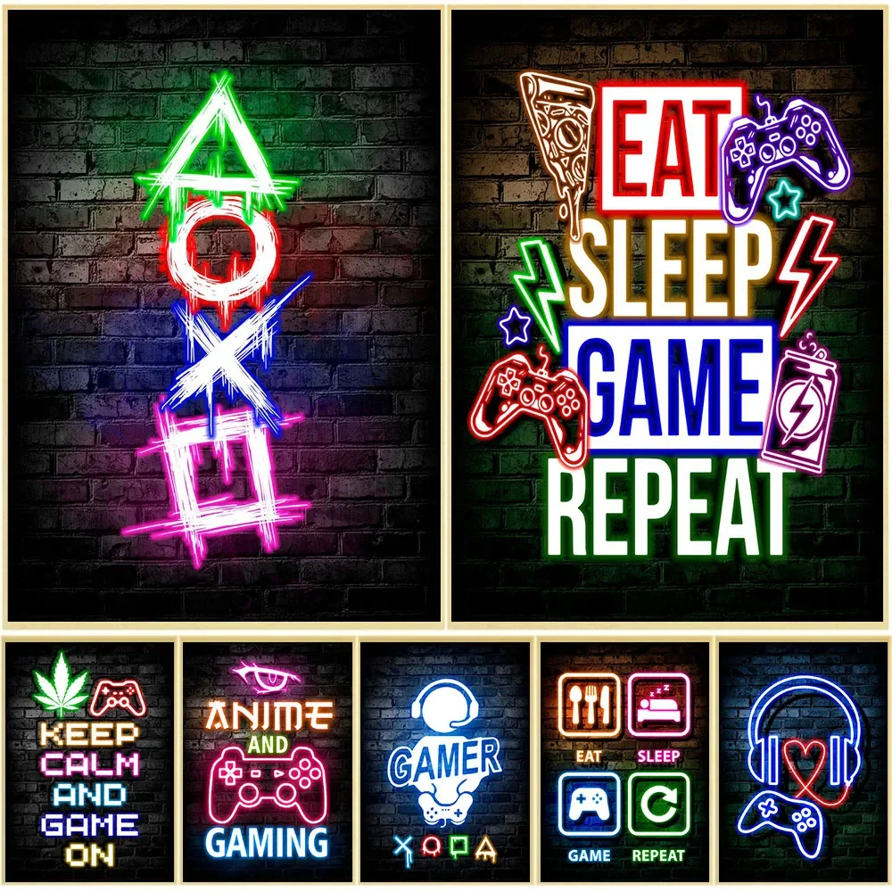 Gaming Accessories Bedroom - Oyun Neon Yemek Uyku Oyunu Tekrar